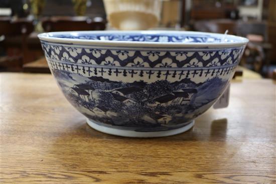 A Chinese blue and white bowl, 19th century, diameter 30.5cm